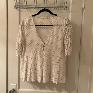 Zara Blouse, White with Black Polka Dots, size Large